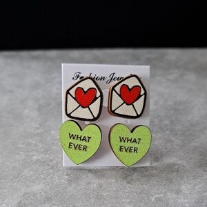 Fashion Jewelry Heart and Envelope Earrings